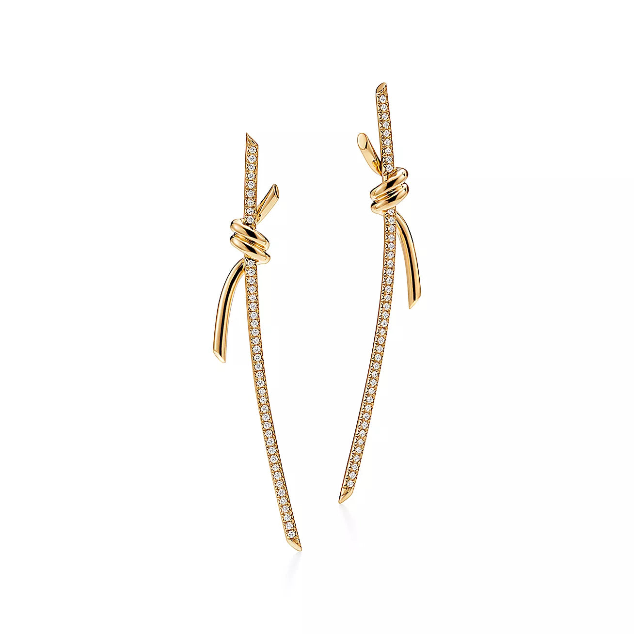 TIFFANY KNOT DROP EARRINGS IN YELLOW GOLD WITH DIAMONDS