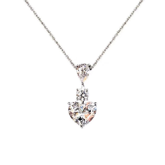 GRAFF HEART WATER SILVER DIAMOND PAVED NECKLACE