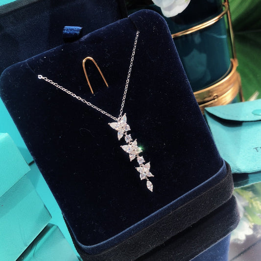 TIFFANY MIXED CLUSTER DIAMOND DROP PENDANT