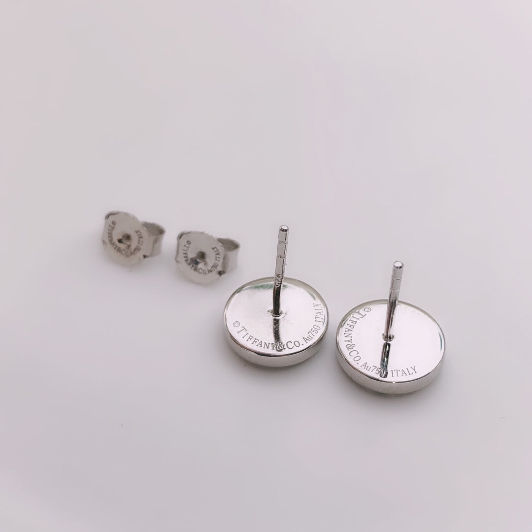 TIFFANY TURQUOISE CIRCLE WHITE GOLD EARRINGS