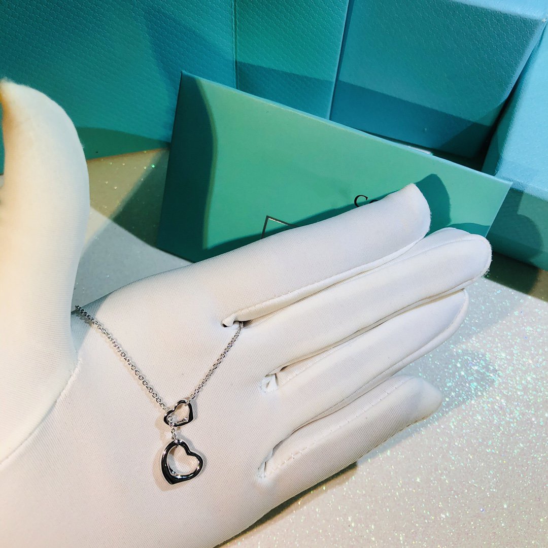 TIFFANY OPEN HEART LARIAT NECKLACE SILVER