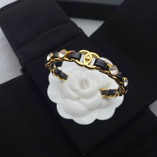 Chanel Black Rope Gold Diamond Bracelet