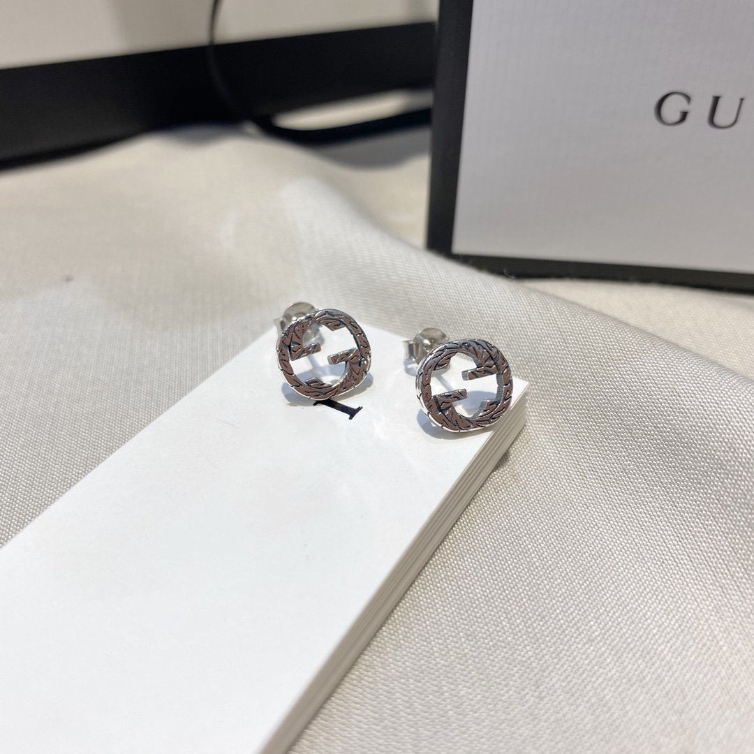 GUCCI INTERLOCKING G EARRINGS SILVER