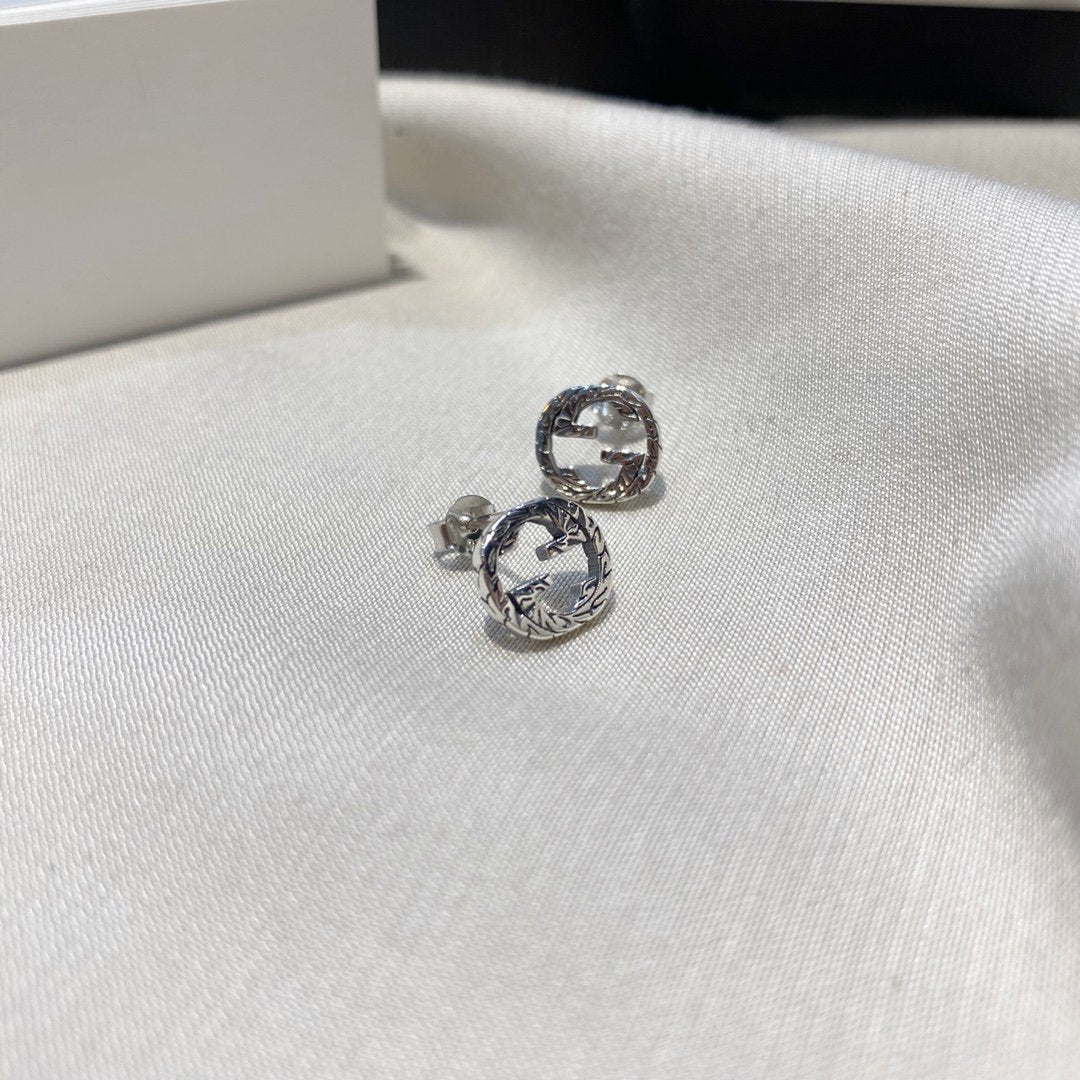 GUCCI INTERLOCKING G EARRINGS SILVER