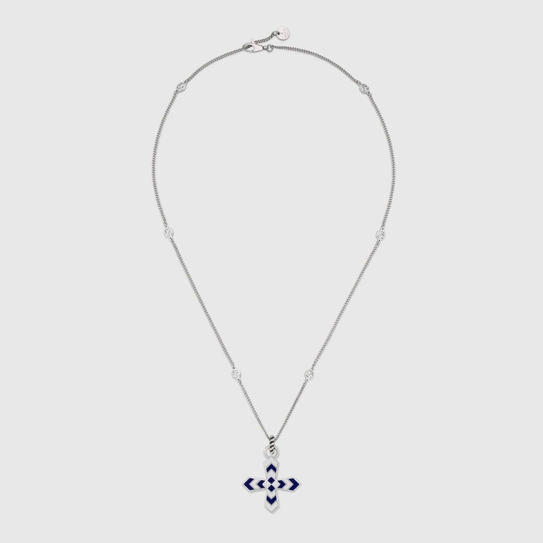 GUCCI GG WOMEN'S NECKLACE WITH CROSS MOTIF PENDANT