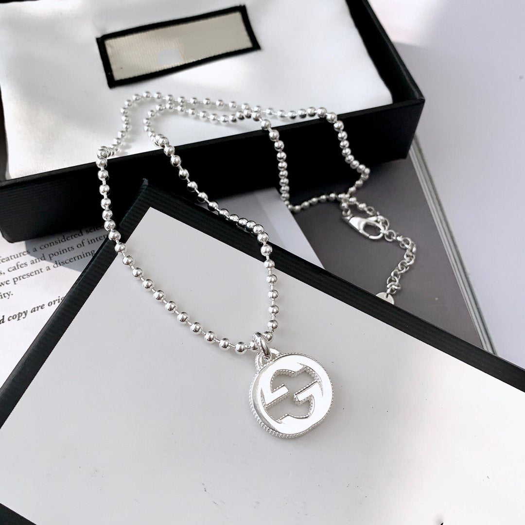 GUCCI INTERLOCKING NECKLACE G PENDANT  STERLING SILVER