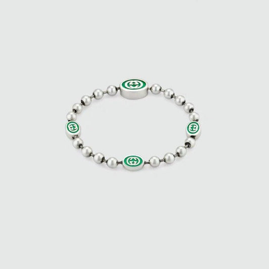 GUCCI INTERLOCKING G BOULE CHAIN BRACELET SILVER