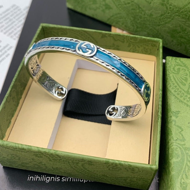 GUCCI GG TURQUOISE ENAMEL BRACELET