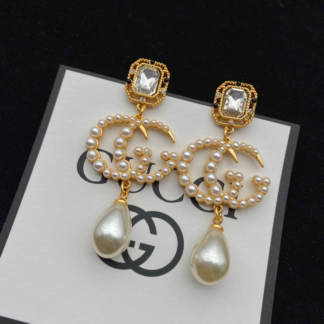 GUCCI GG PEARL DROP EARRINGS
