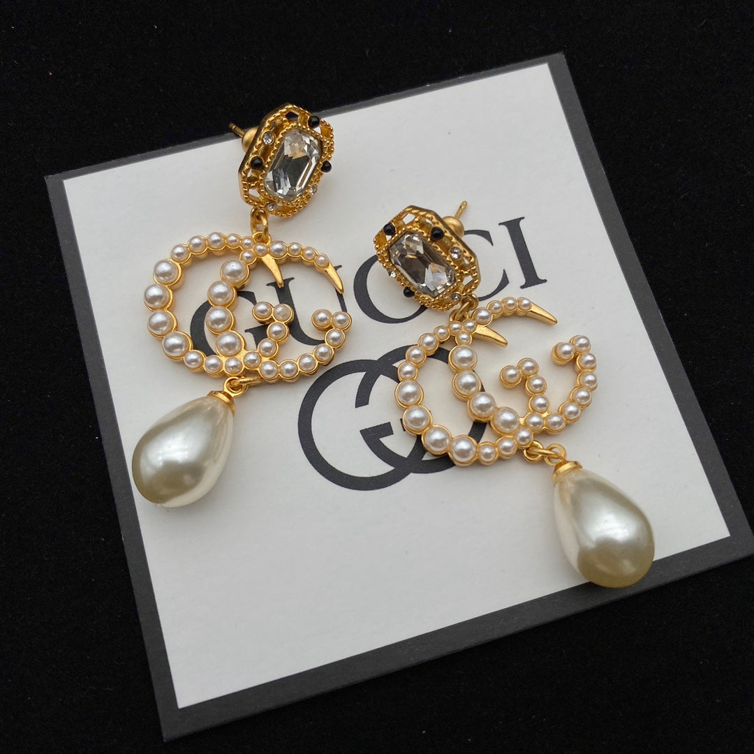 GUCCI GG PEARL DROP EARRINGS