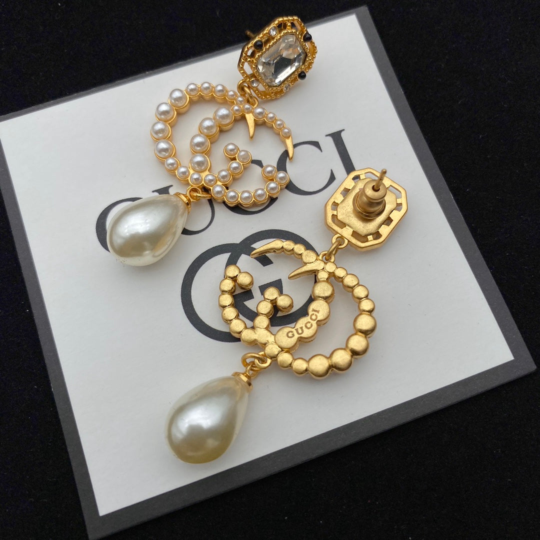 GUCCI GG PEARL DROP EARRINGS