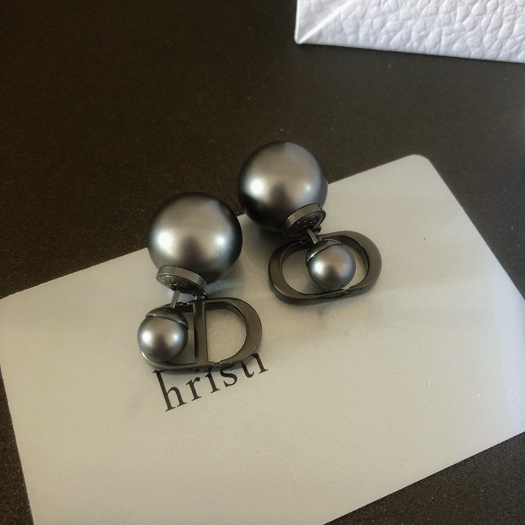 DIOR WOMEN'S DESIGNER BLACK CD EARRINGS