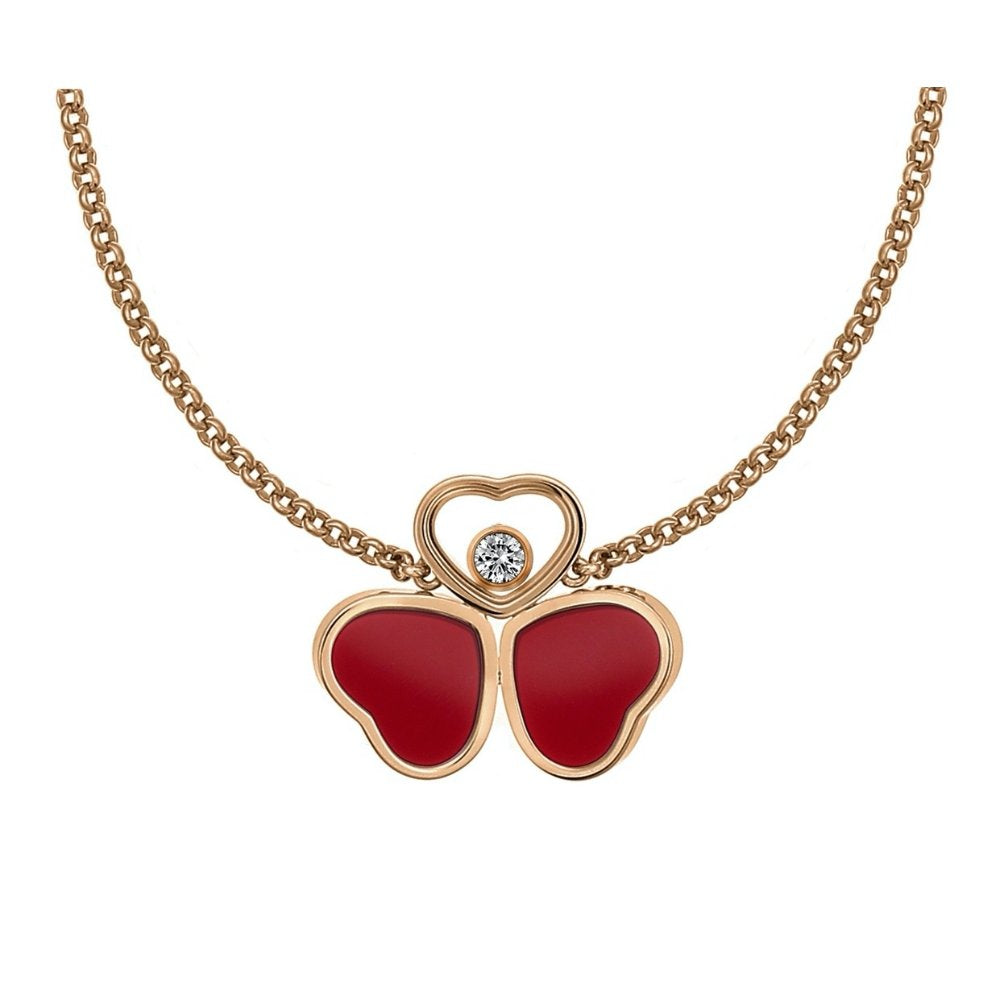 CHOPARD HAPPY WING CARNELIAN NECKLACE 1 DIAMOND