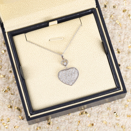 CHOPARD HAPPY HEART NECKLACE SILVER FULL DIAMOND