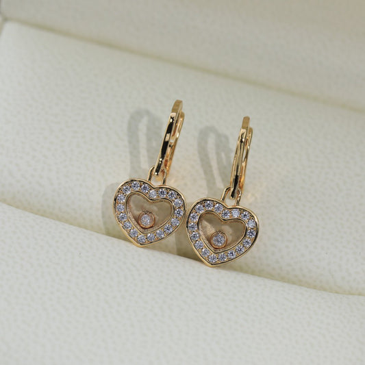 CHOPARD HAPPY HEART PINK GOLD EARRINGS DIAMOND