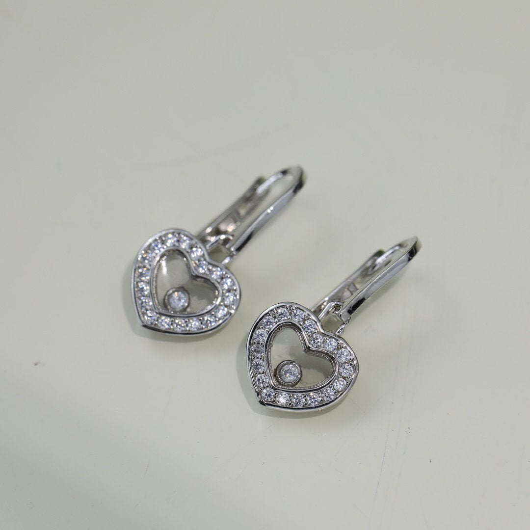 CHOPARD HAPPY HEART SILVER EARRINGS DIAMOND