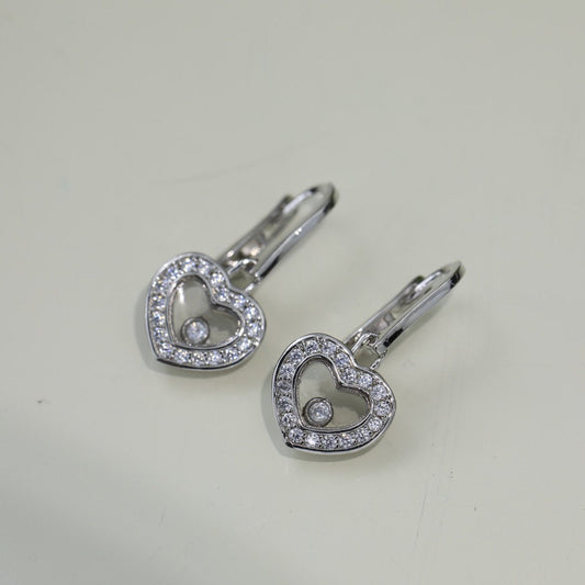 CHOPARD HAPPY HEART SILVER EARRINGS DIAMOND