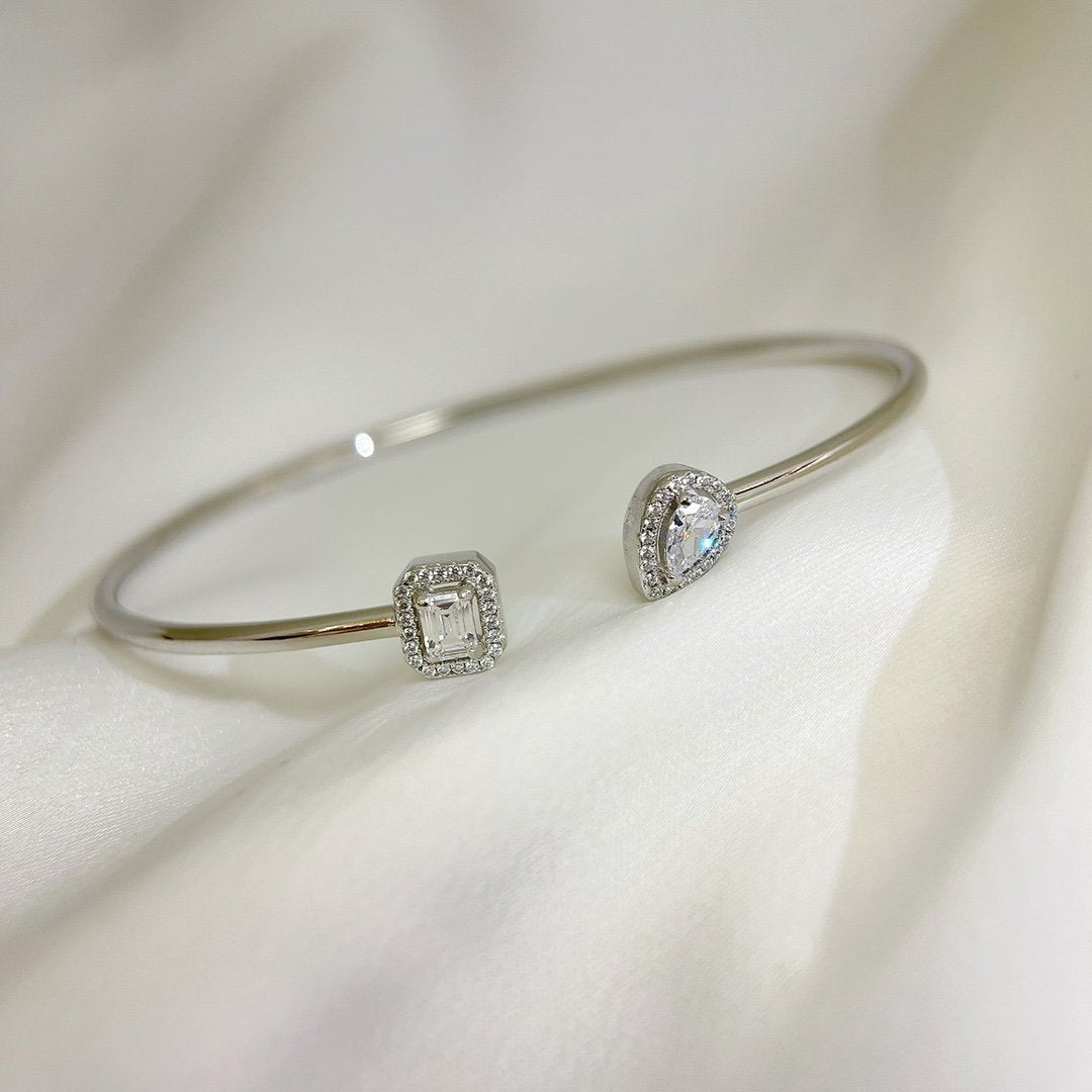 MESSIKA JONC FLEX MY TWIN TOI & MOI SILVER DIAMOND BRACELET