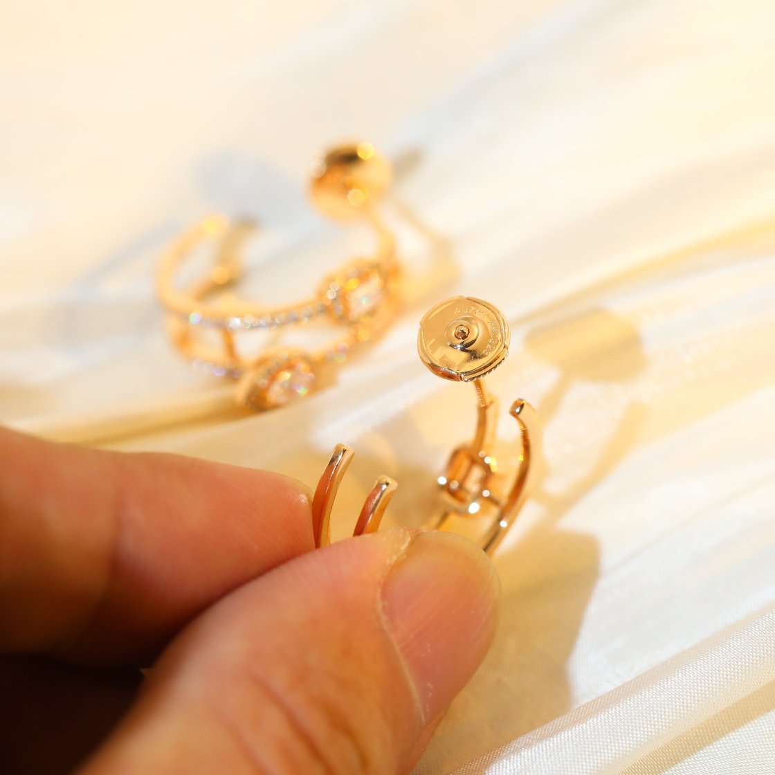 MESSIKA CREOLES MY TWIN 2 RANGS SILVER DIAMOND EARRINGS