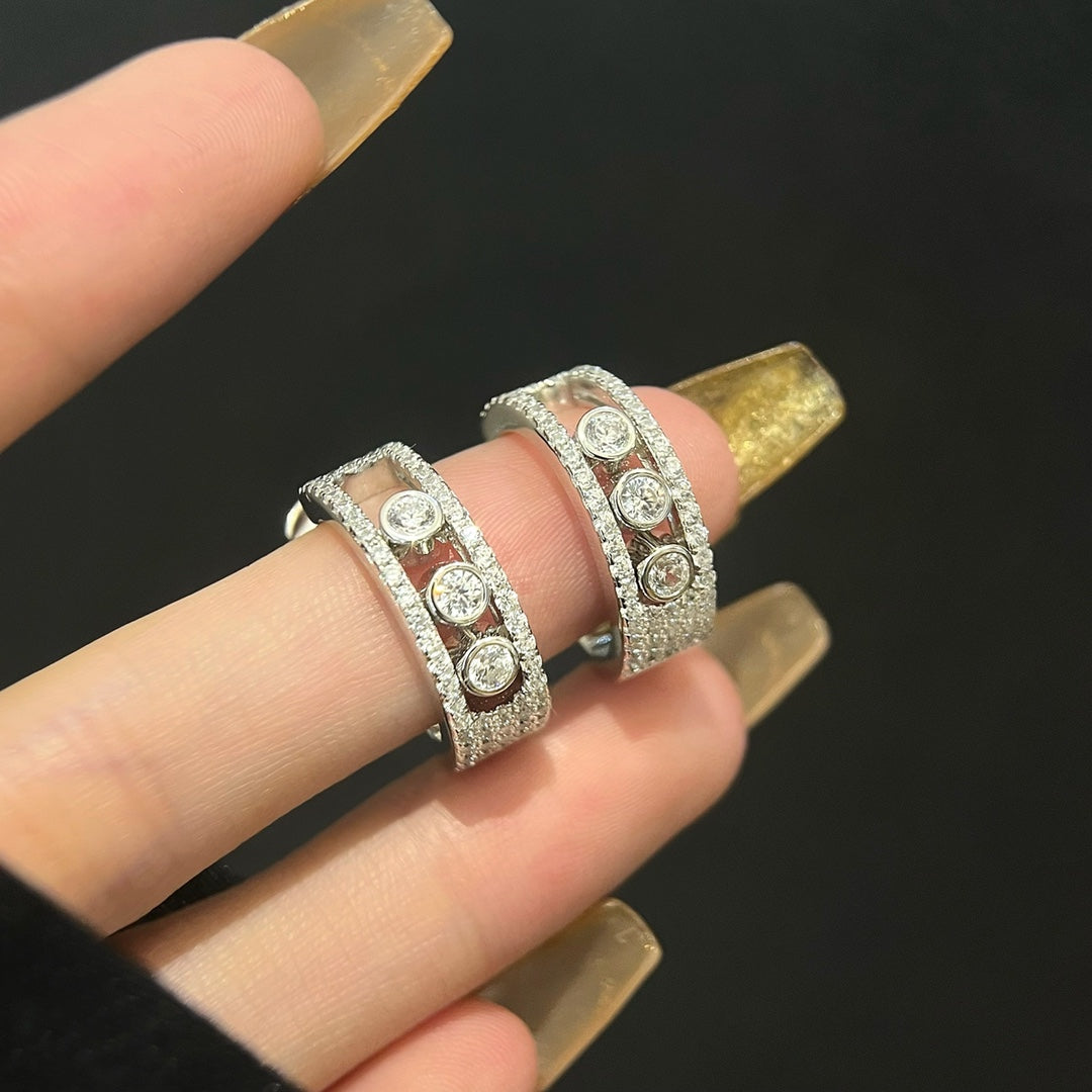 MESSIKA CREOLES MOVE PAVED SILVER DIAMONDS EARRINGS