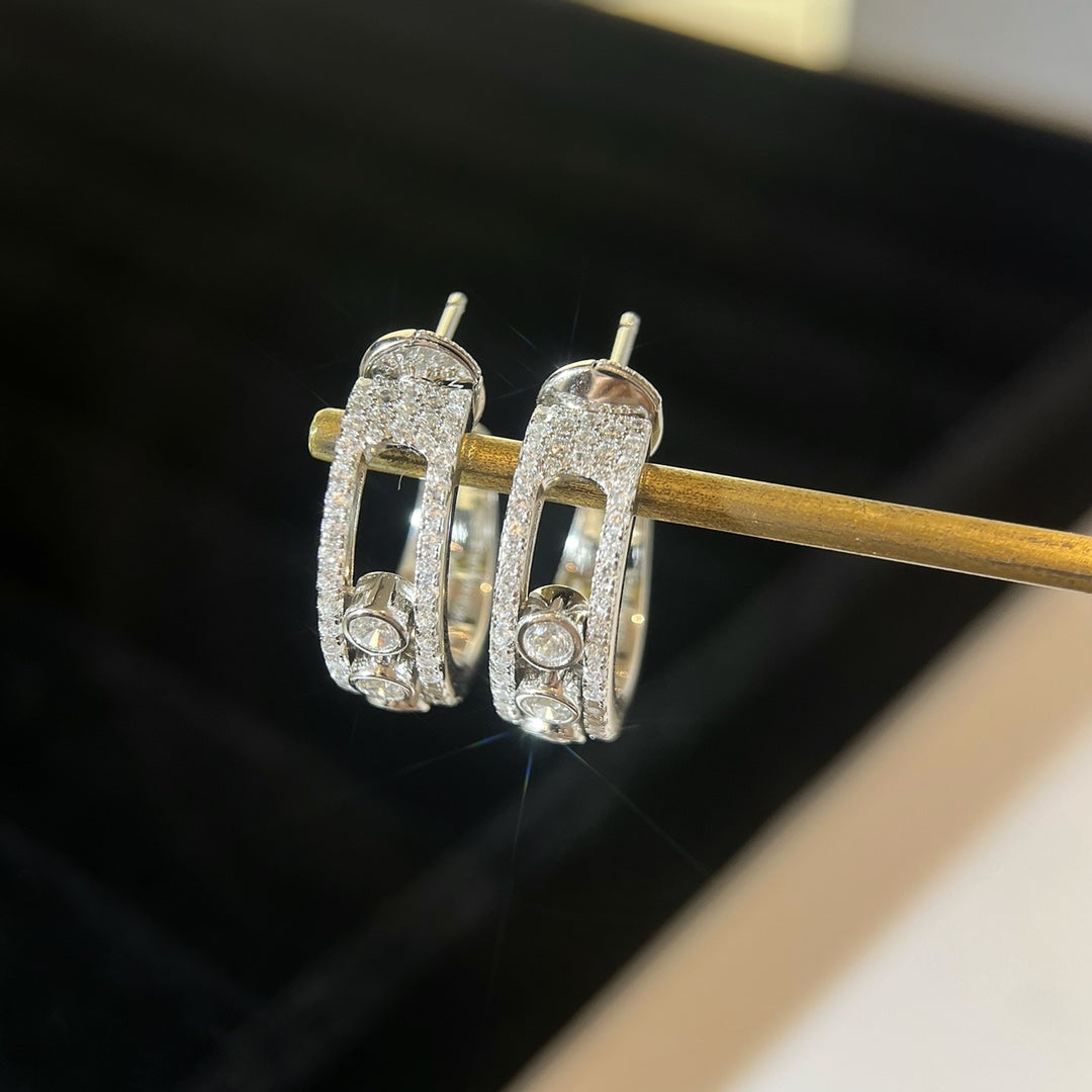 MESSIKA CREOLES MOVE PAVED SILVER DIAMONDS EARRINGS