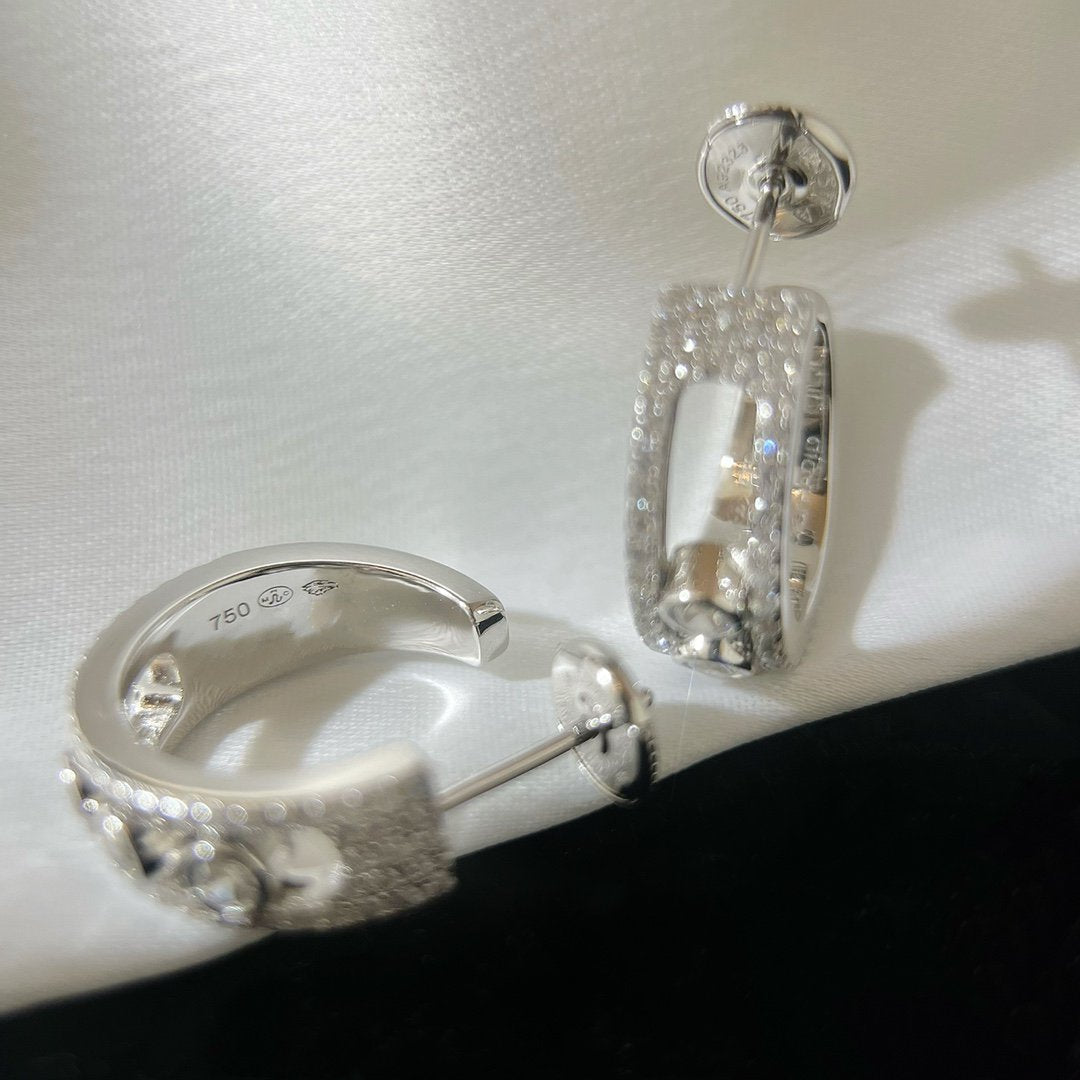 MESSIKA CREOLES MOVE PAVED SILVER DIAMONDS EARRINGS