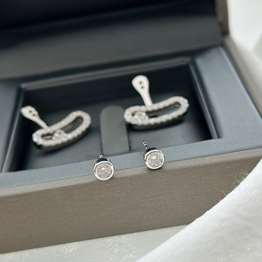 MESSIKA MOVE UNO SILVER DIAMOND EARRINGS