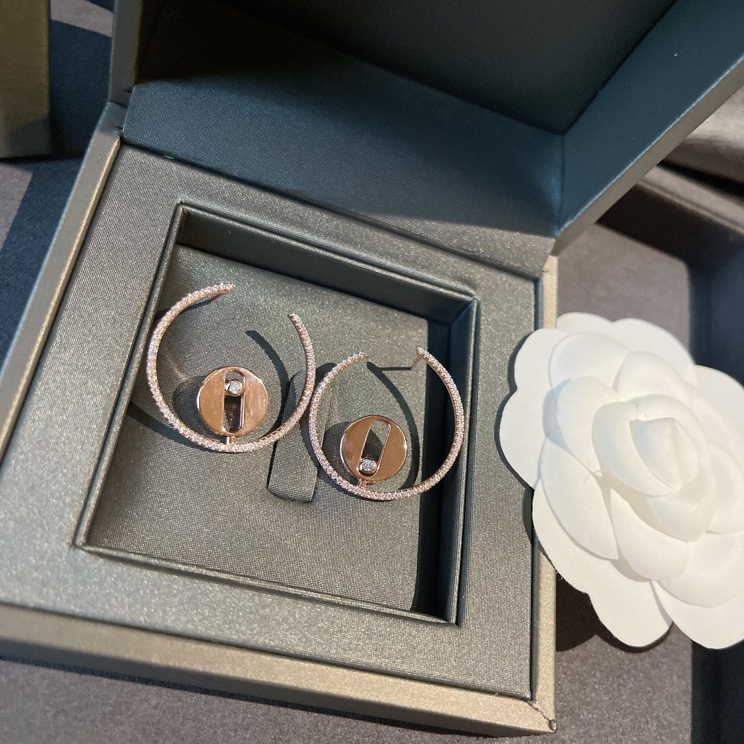 MESSIKA CREOLES LUCKY MOVE PM PINK GOLD DIAMOND EARRINGS