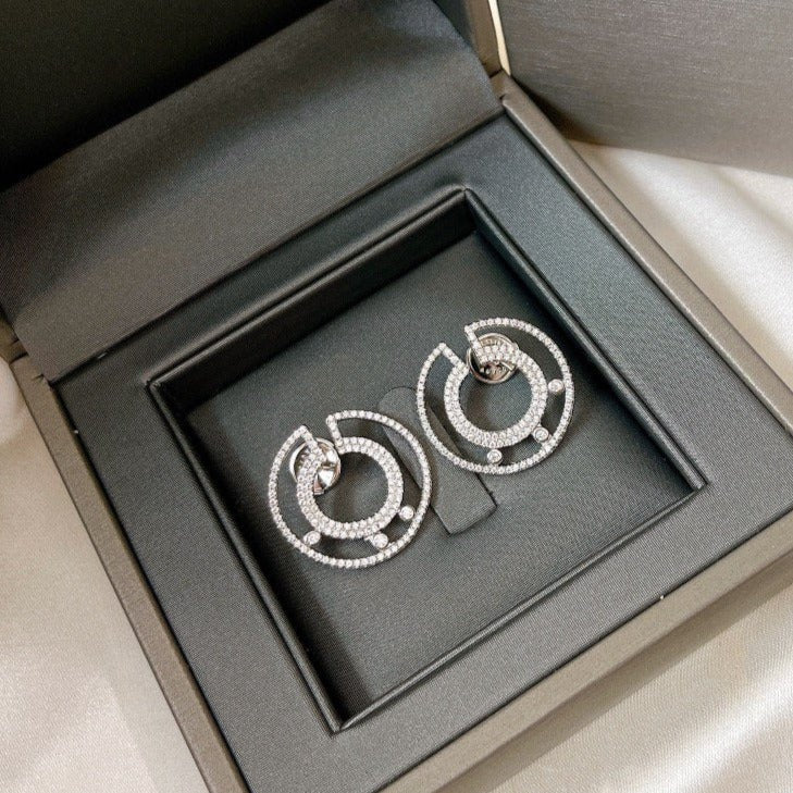 MESSIKA CREOLES MOVE ROMANE PAVED SILVER DIAMOND EARRINGS