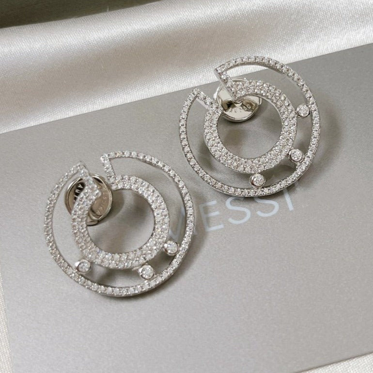 MESSIKA CREOLES MOVE ROMANE PAVED SILVER DIAMOND EARRINGS