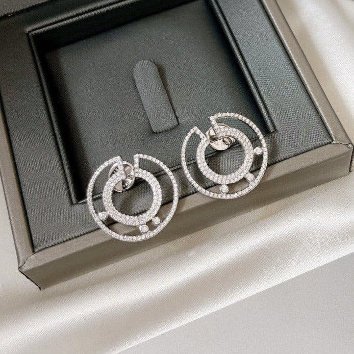 MESSIKA CREOLES MOVE ROMANE PAVED SILVER DIAMOND EARRINGS