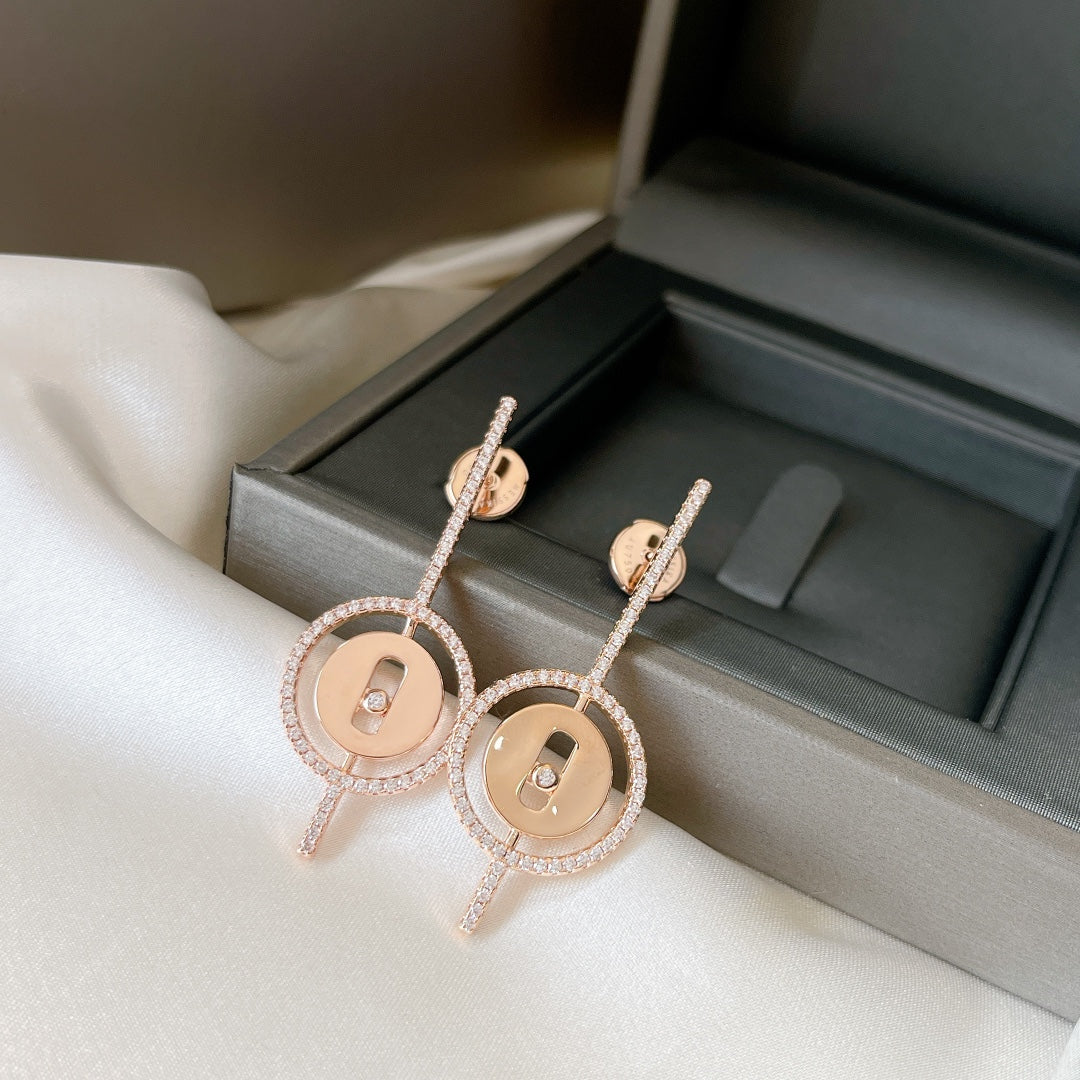 MESSIKA LUCKY MOVE ARROW PINK GOLD DIAMOND EARRINGS