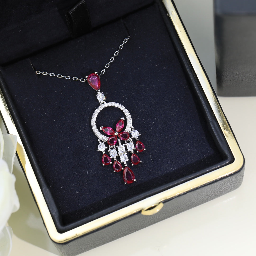 GRAFF BUTTERFLY CHANDELIER CLASSIC PINK SILVER DIAMOND NECKLACE