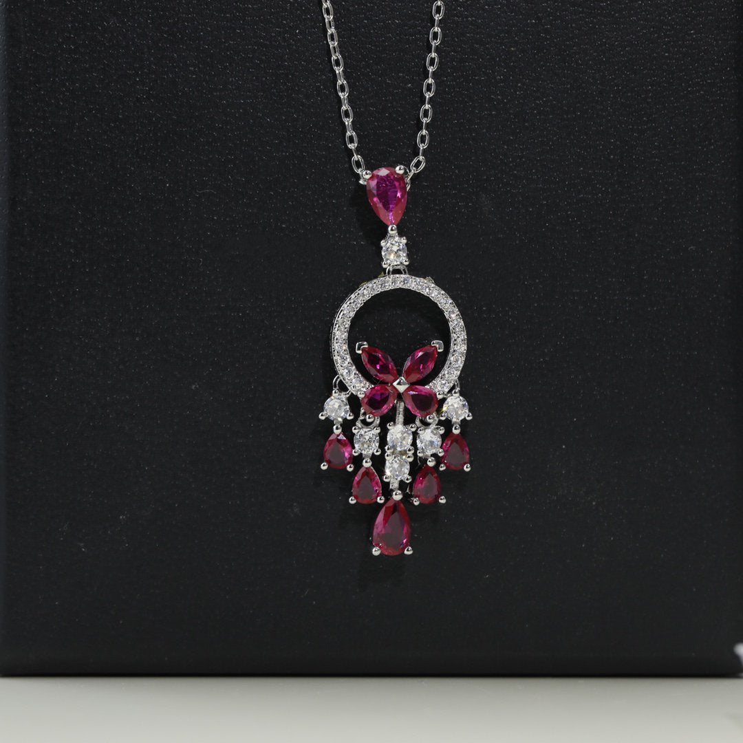 GRAFF BUTTERFLY CHANDELIER CLASSIC PINK SILVER DIAMOND NECKLACE