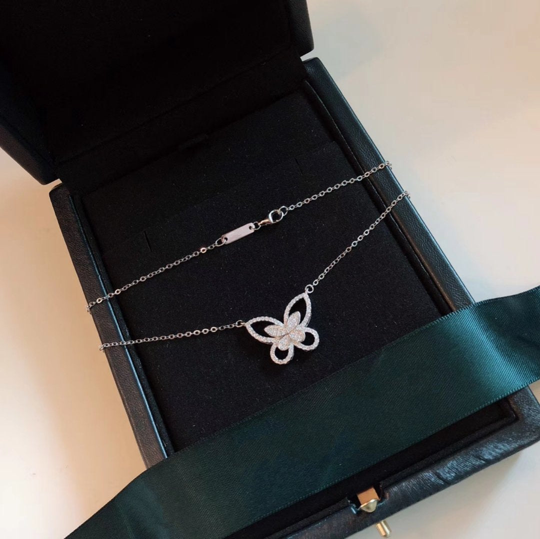 GRAFF BUTTERFLY SILHOUETTE SILVER DIAMOND NECKLACE