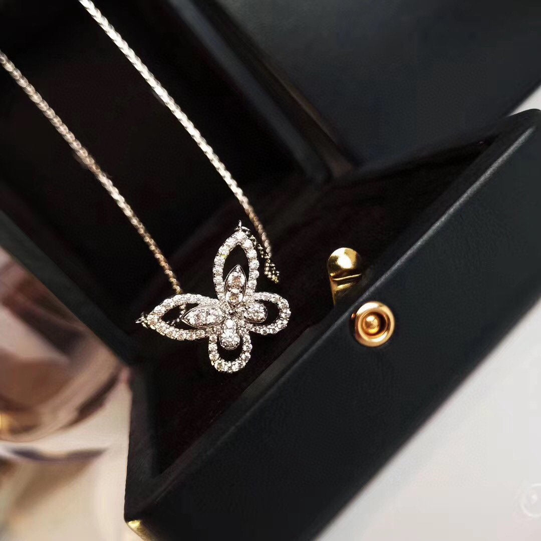 GRAFF BUTTERFLY SILHOUETTE SILVER DIAMOND NECKLACE