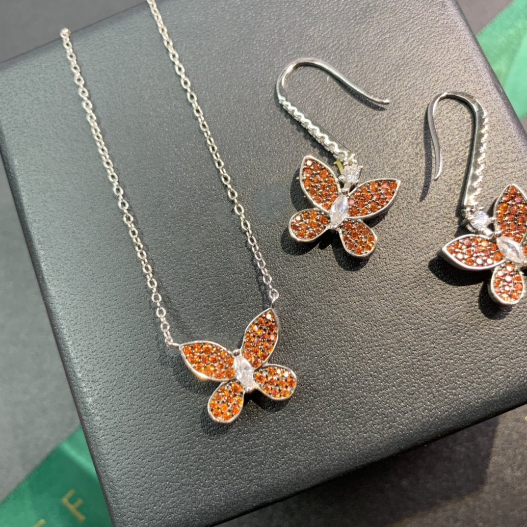 GRAFF BUTTERFLY ORANGE DIAMOND PAVED NECKLACE