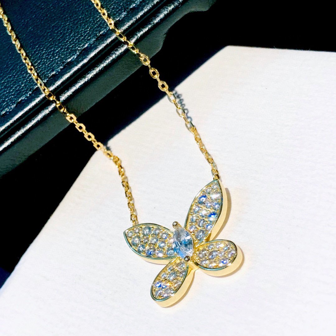 GRAFF BUTTERFLY GOLD DIAMOND PAVED NECKLACE