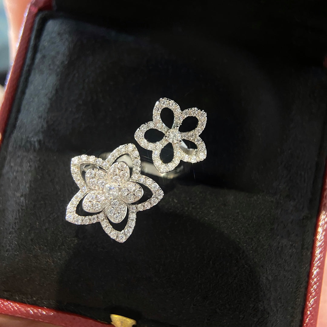 GRAFF WILD FLOWER DOUBLE SILVER DIAMOND RING