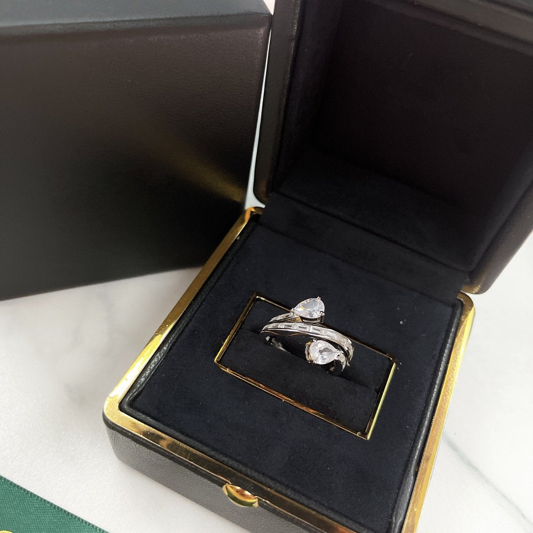 GRAFF DUET TRIPLE ROW SILVER DIAMOND RING