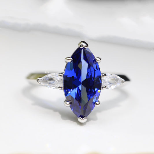 GRAFF PROMISE MARQUISE CUT BLUE DIAMOND ENGAGEMENT RING