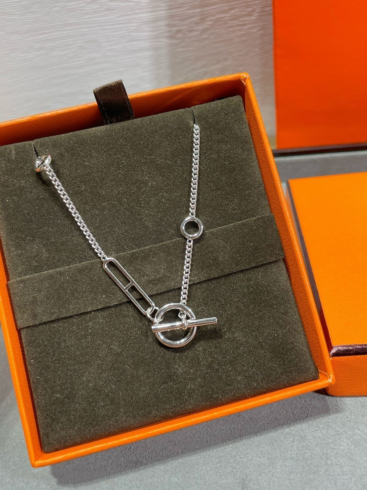 HERMES HM STERLING SILVER CHAINE D'ANCRE HEART
