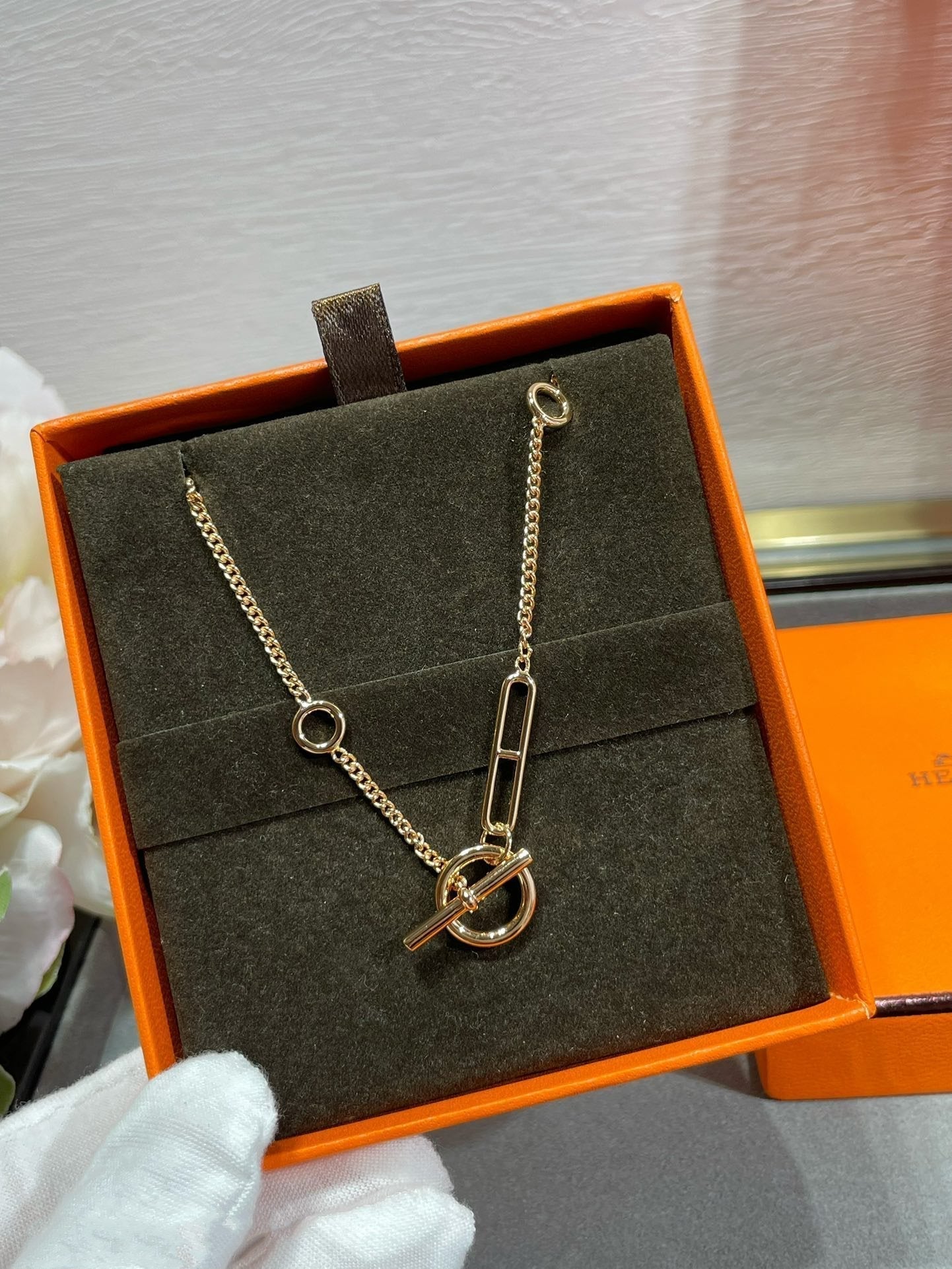 HERMES HM STERLING SILVER CHAINE D'ANCRE HEART