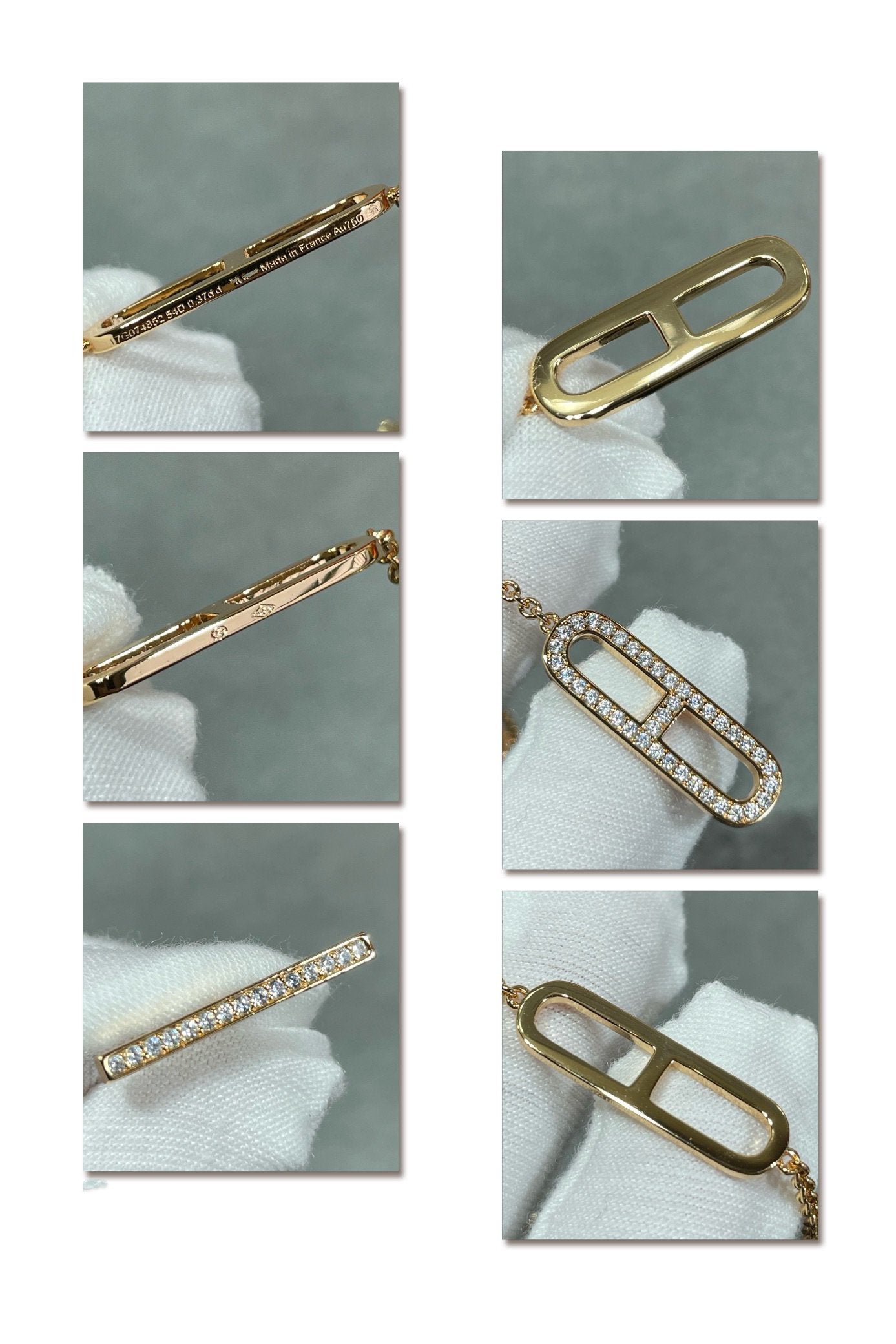 HERMES HM 18K ROSE GOLD DIAMOND PM EVER CHAINE D'ANCRE BRACELET ST