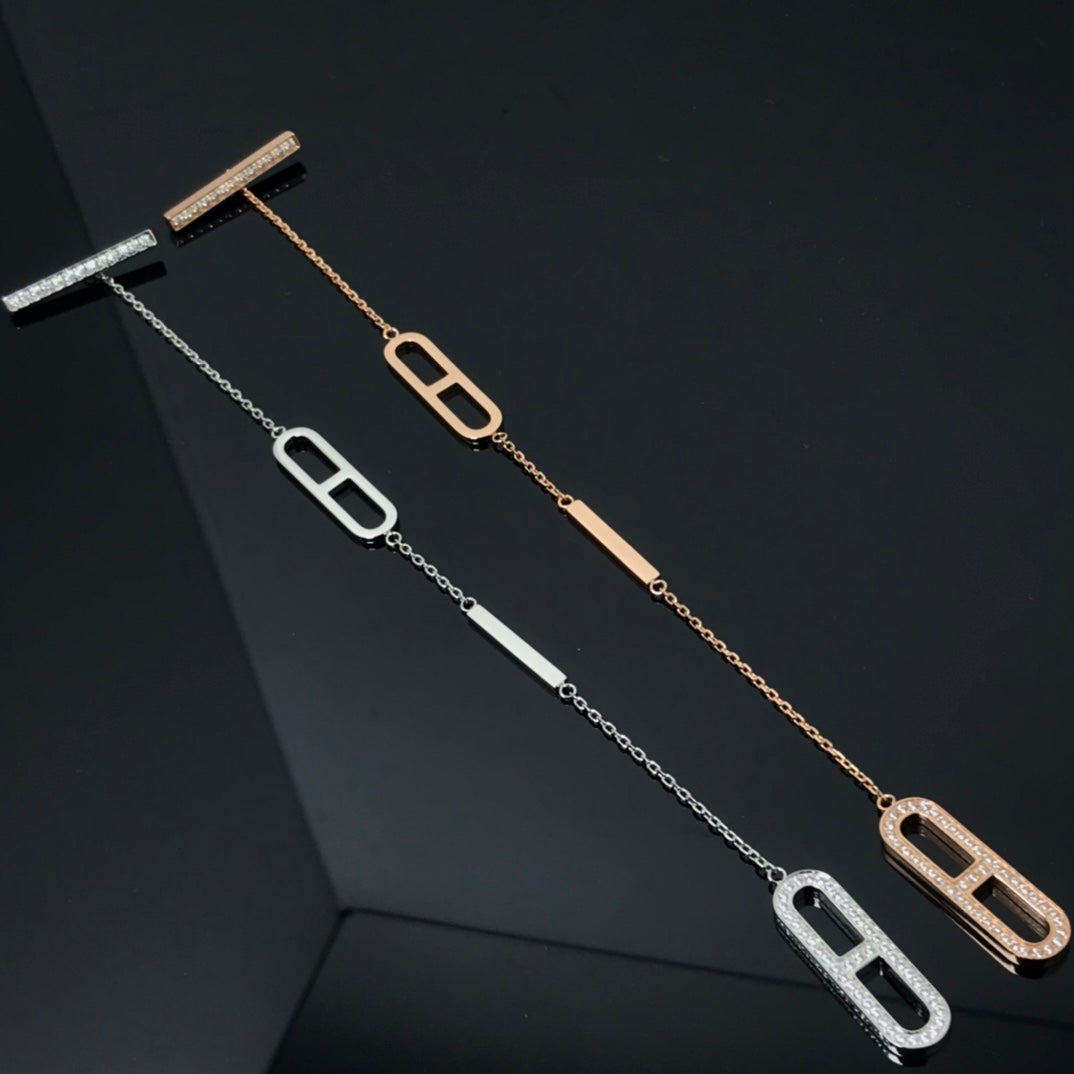 HERMES HM BRACELET DIAMOND-STUDDED PIG NOSE