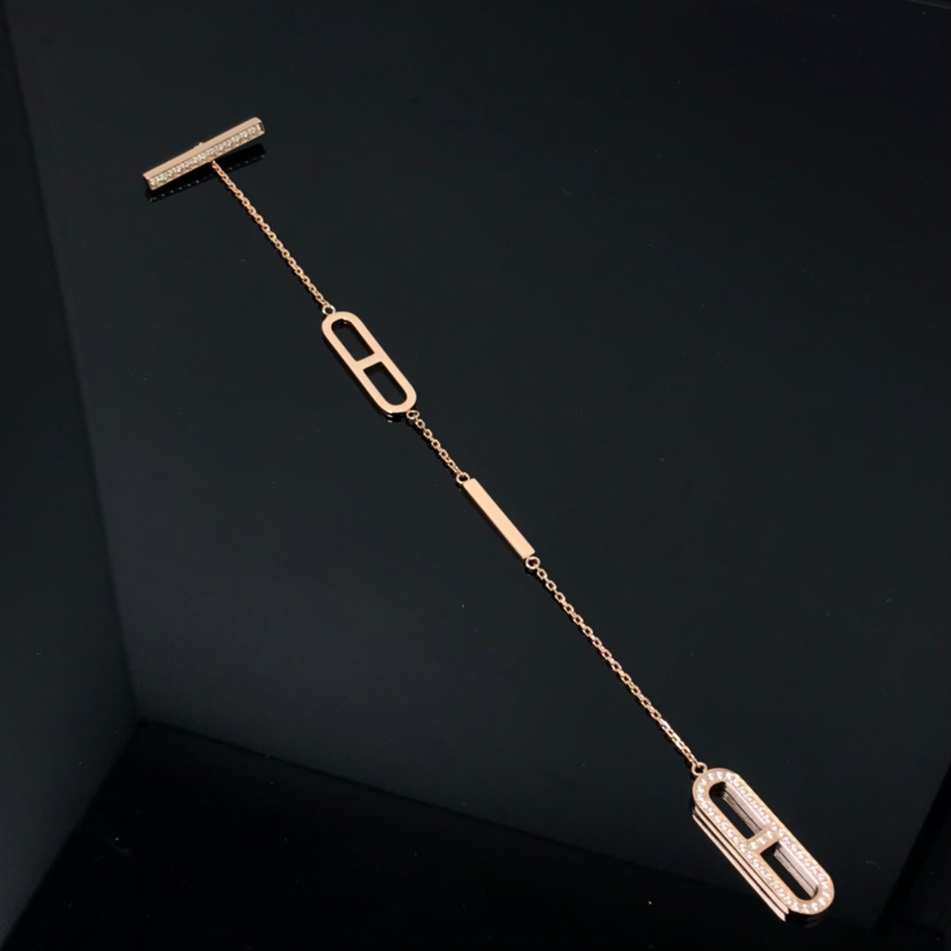 HERMES HM BRACELET DIAMOND-STUDDED PIG NOSE