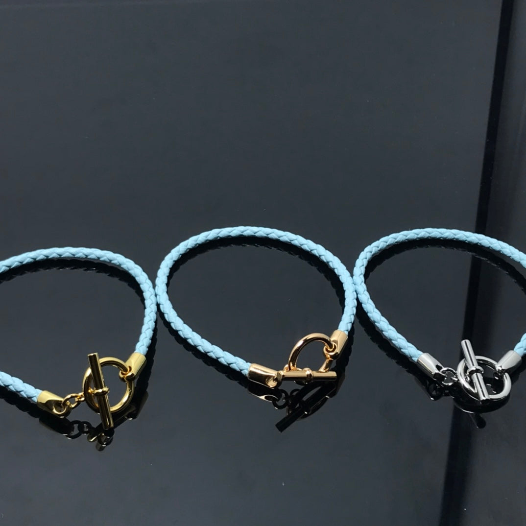 HERMES HM LEATHER ROPE BRACELET PIG NOSE
