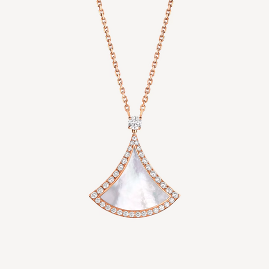 BVLGARI DREAM MOP DIAMOND PAVED PINK GOLD NECKLACE