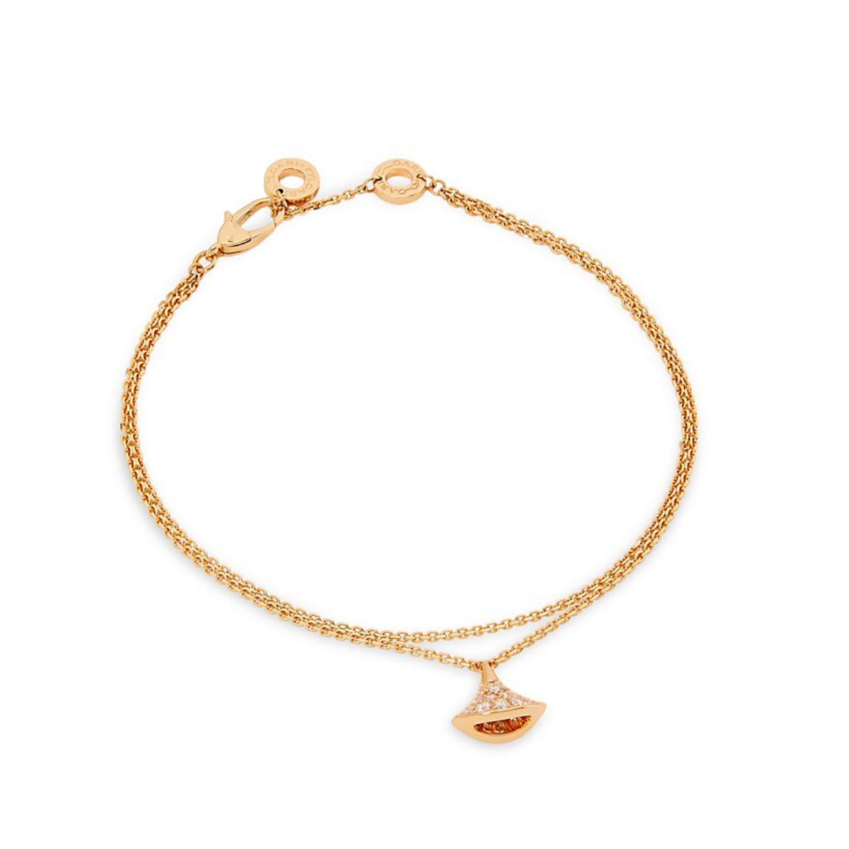 BVLGARI DREAM 1 MOTIF DIAMOND DOUBLE CHAIN BRACELET