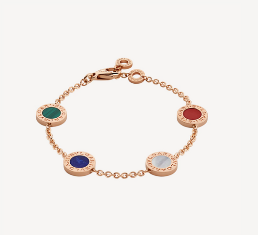 BVLGARI BVL PINK GOLD MULTICOLOR 4 MOTIF BRACELET